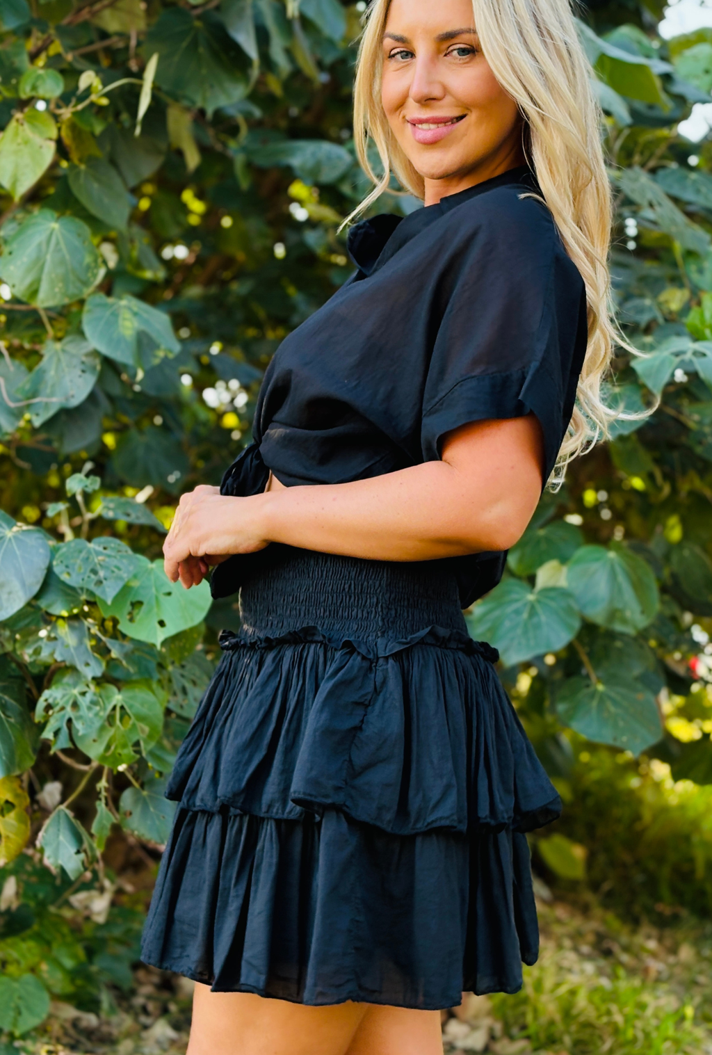 Tied and Ruffled Skirt - Onyx