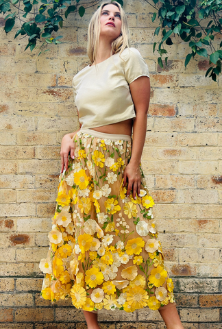 Limited Edition Get Carried Away Skirt - Sunshine Bloom