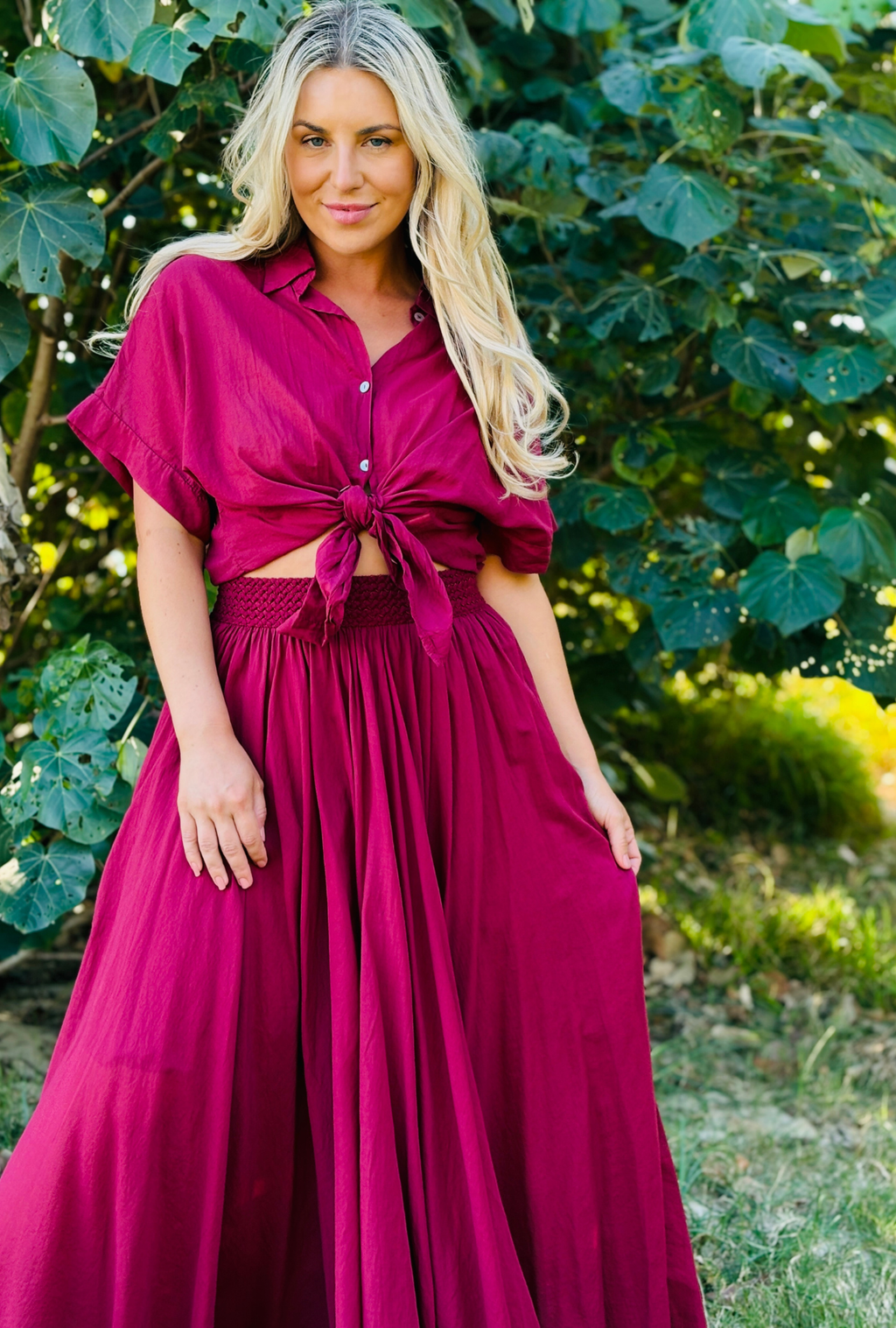 No Ties Attached Skirt - Cherry