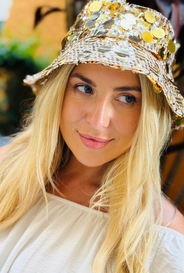 Spill the Glitter Gold Bucket Hat