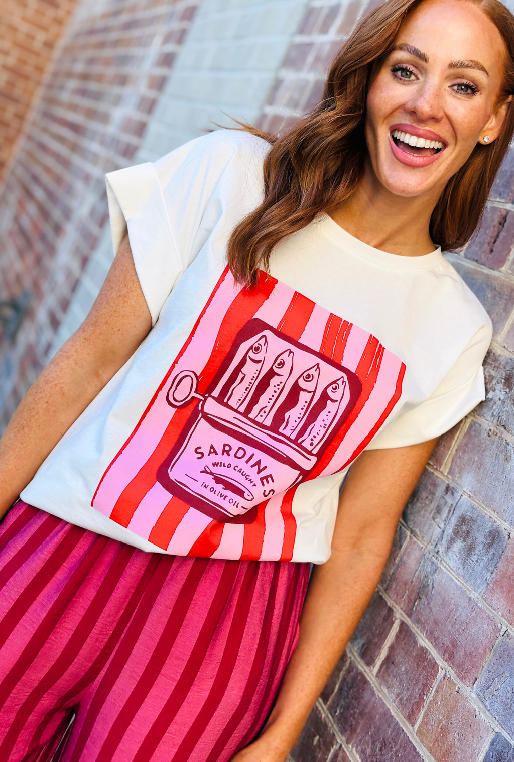 Off The Cuff Pant - Cherry Stripe