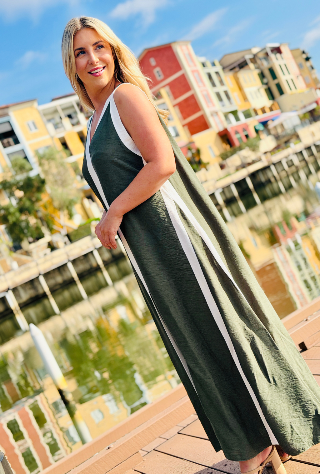 Stripe Theory Dress - Sage