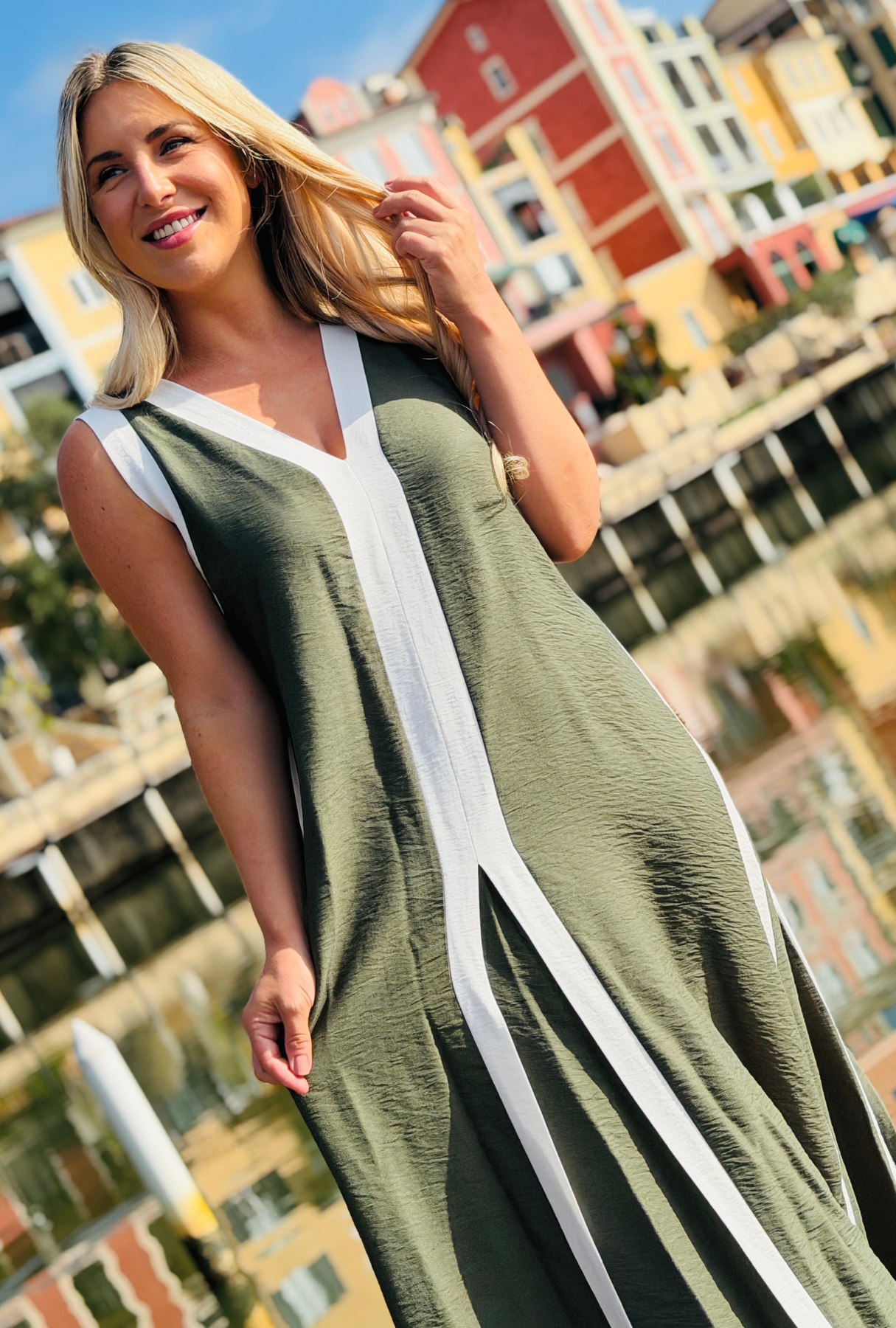 Stripe Theory Dress - Sage