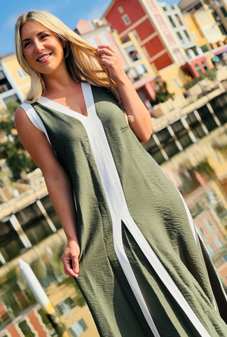 Stripe Theory Dress - Sage