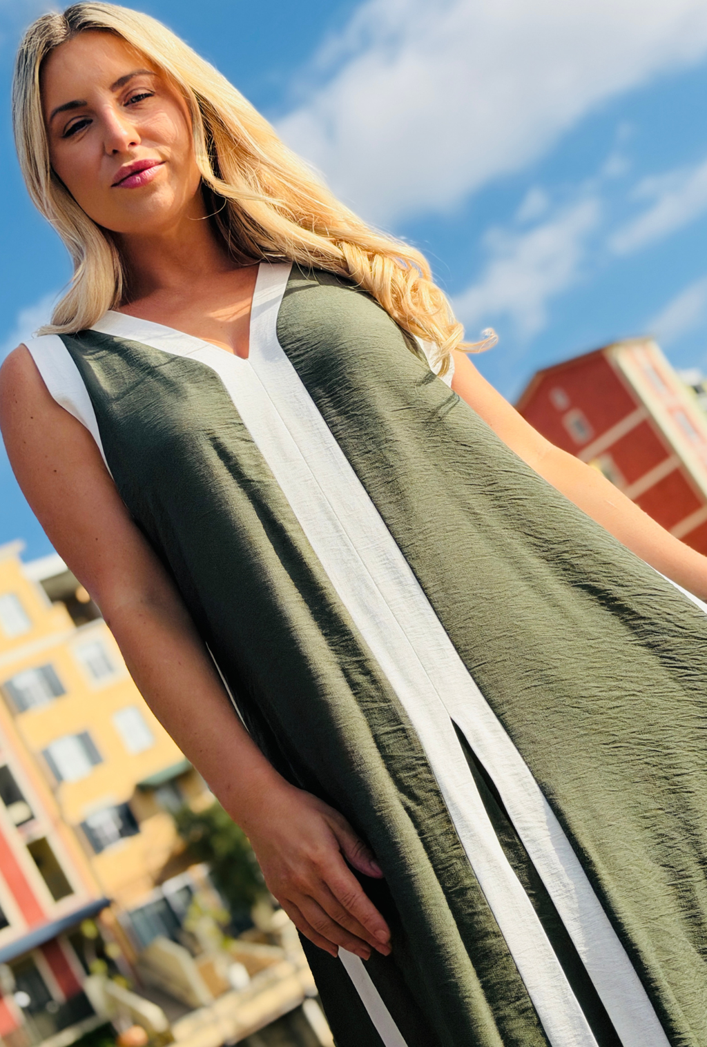 Stripe Theory Dress - Sage