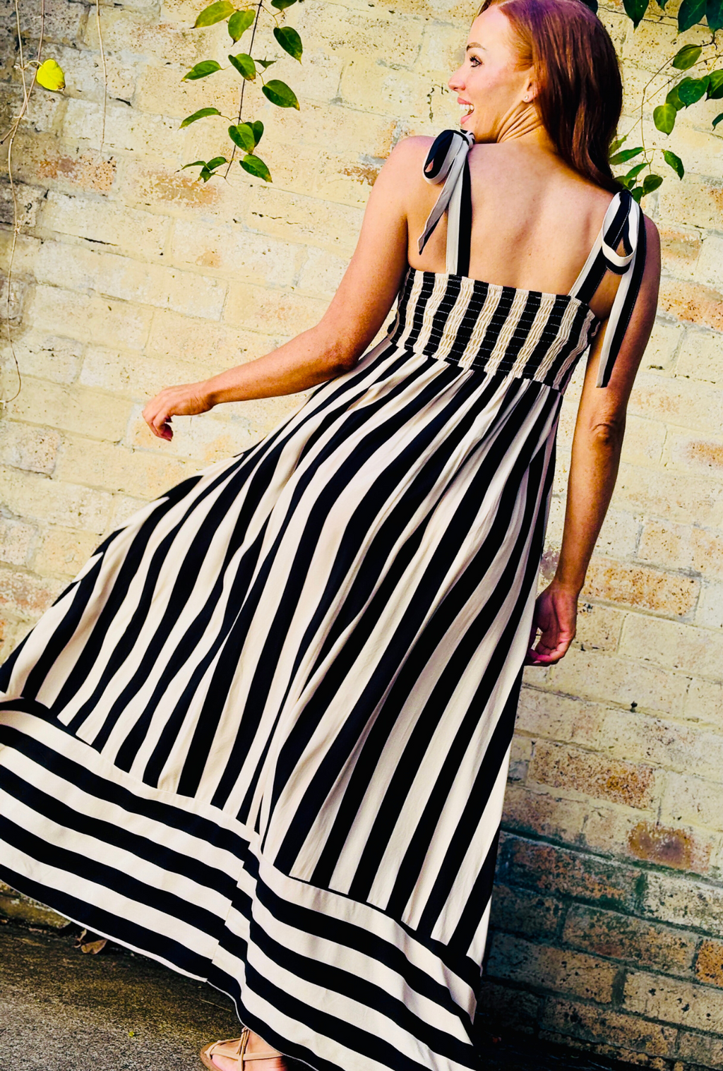 Ribbons and Daydreams Maxi Dress - Black & White