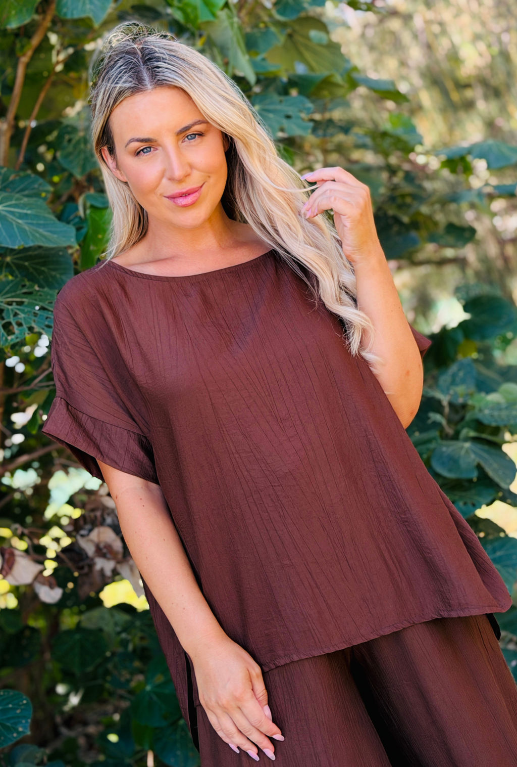 Laidback Luxe Relaxed Fit Top - Chocolate