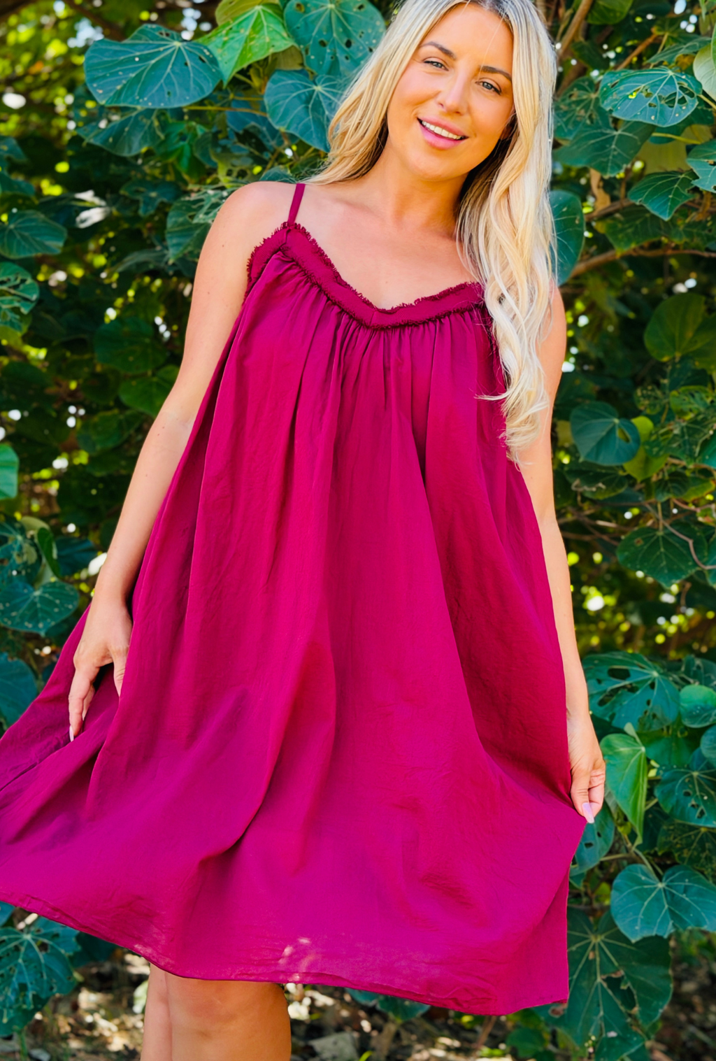 Untied & Unbothered Short Dress - Cherry