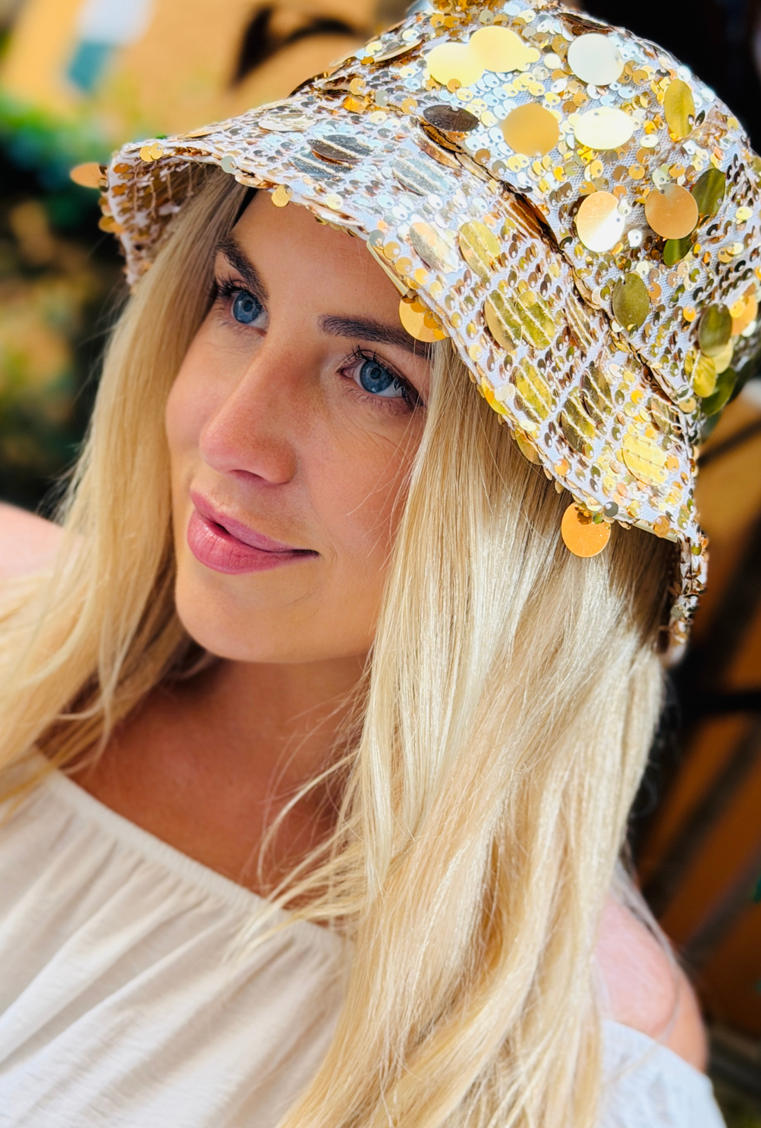 Spill the Glitter Gold Bucket Hat