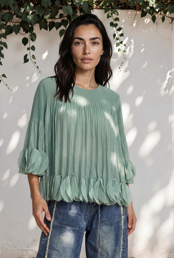 Petal Drama Top Sage