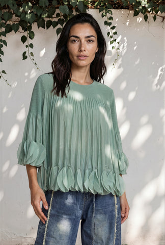 Petal Drama Top Sage