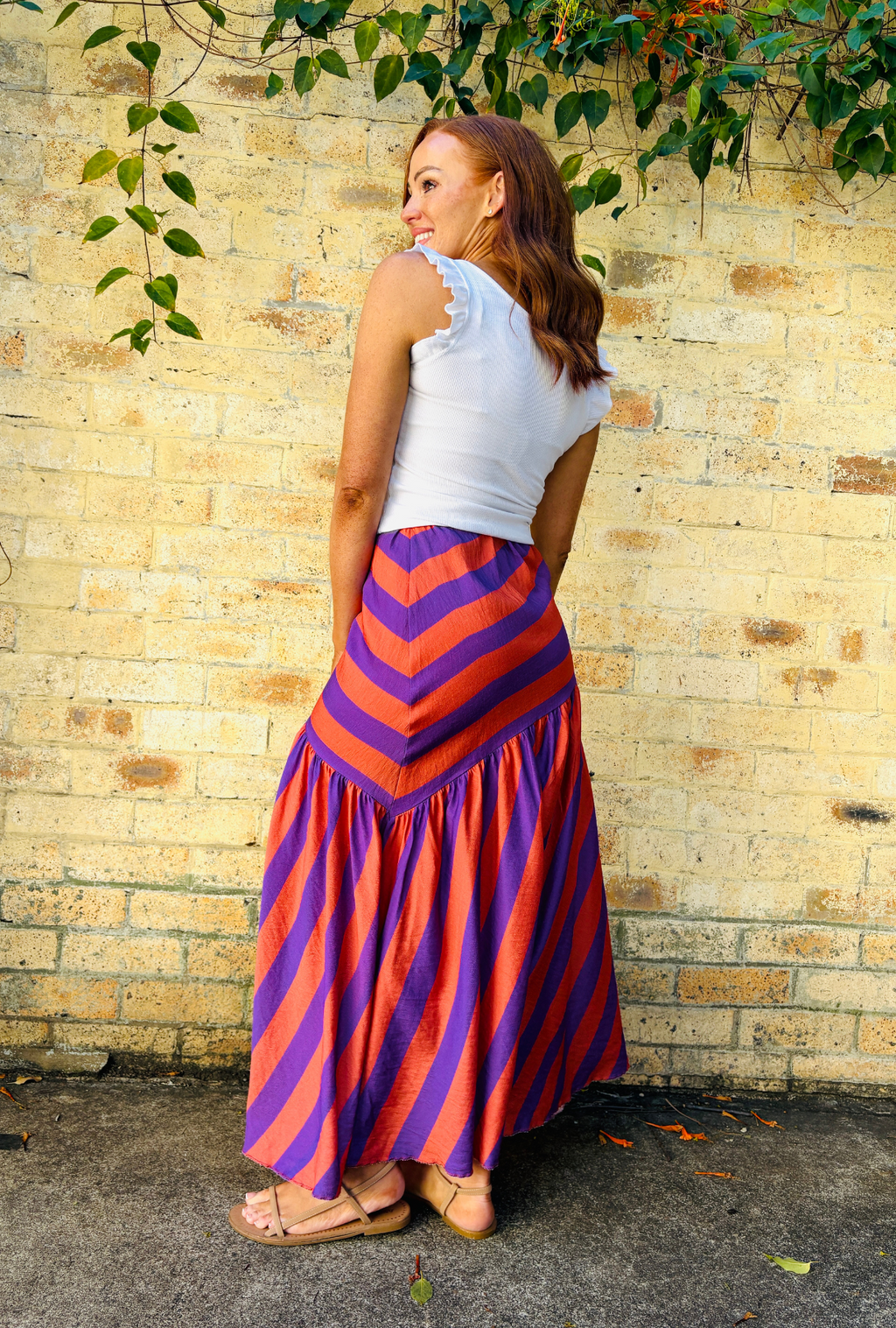 Bold Intentions Striped Skirt - Purple + Peach