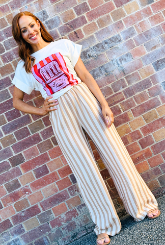 Off The Cuff Pant - Vanilla Stripe