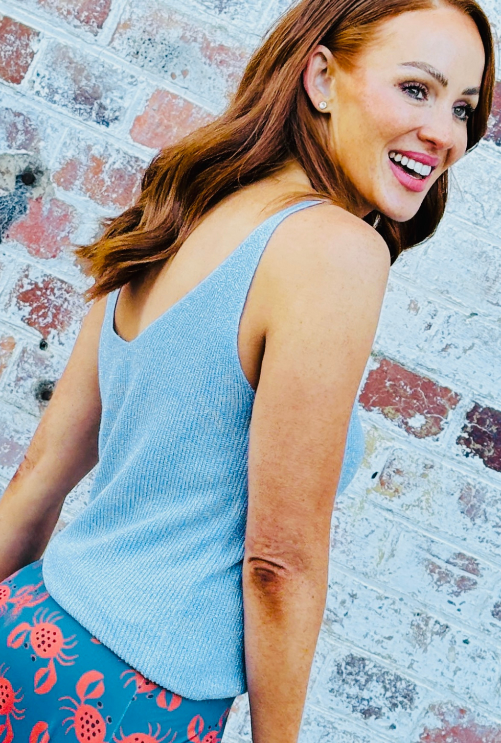 Born To Sparkle Singlet - Sky