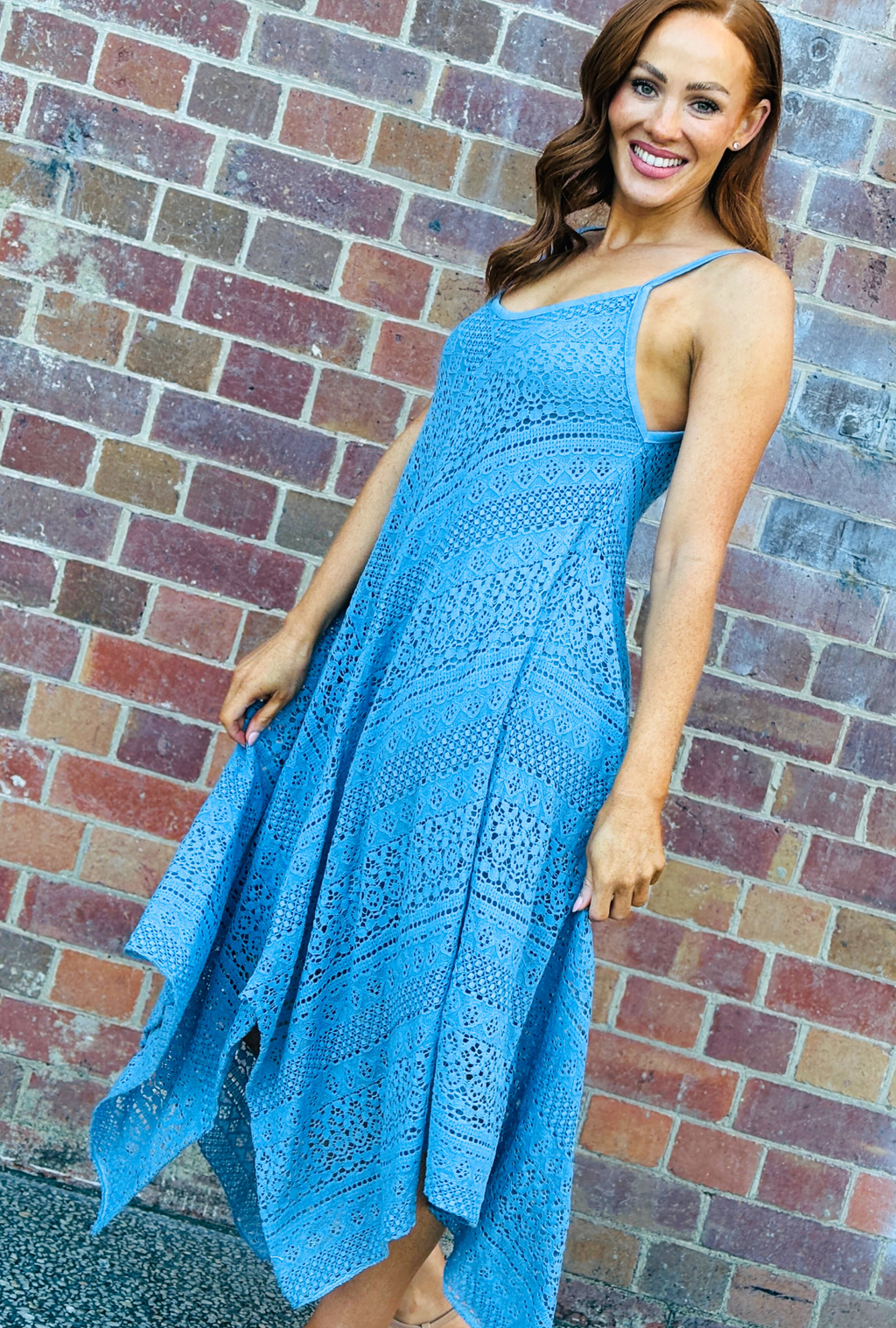 Laced with Love Midi Dress - Cobalt