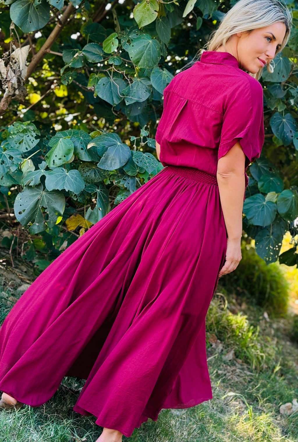 No Ties Attached Skirt - Cherry