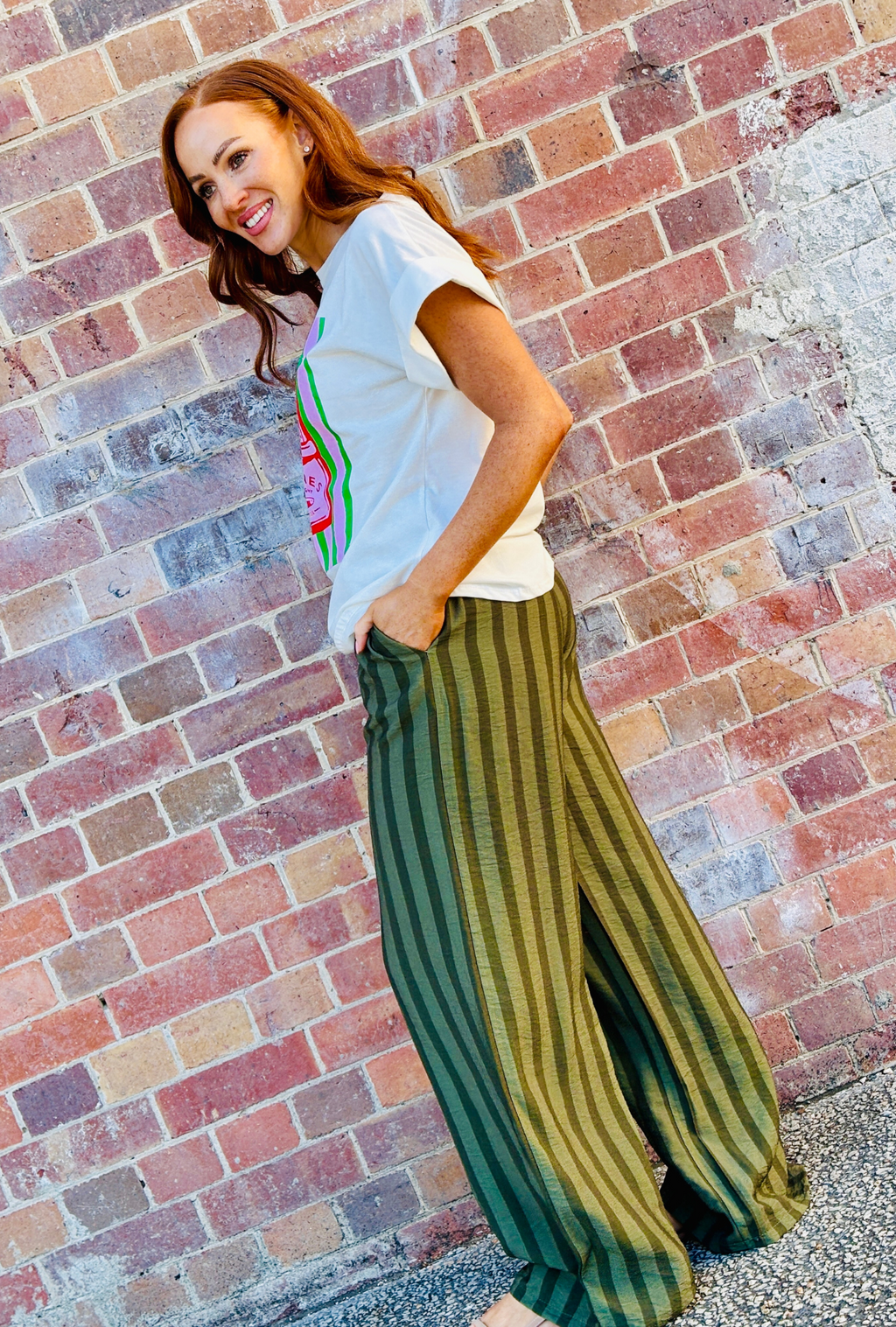 Off The Cuff Pant - Sage Stripe