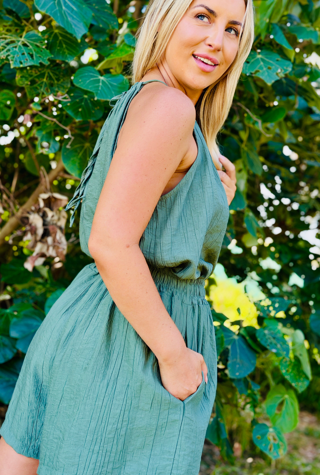 Laidback Luxe Beaded Top - Sage