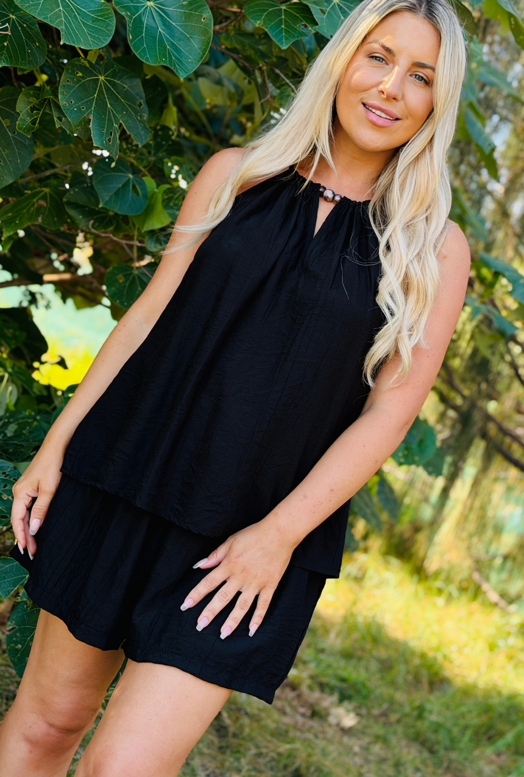 Laidback Luxe Beaded Top - Onyx