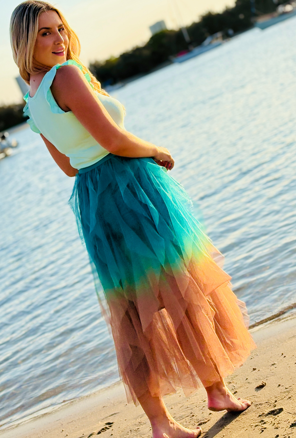 Get Carried Away Skirt Split Personality – Teal + Copper