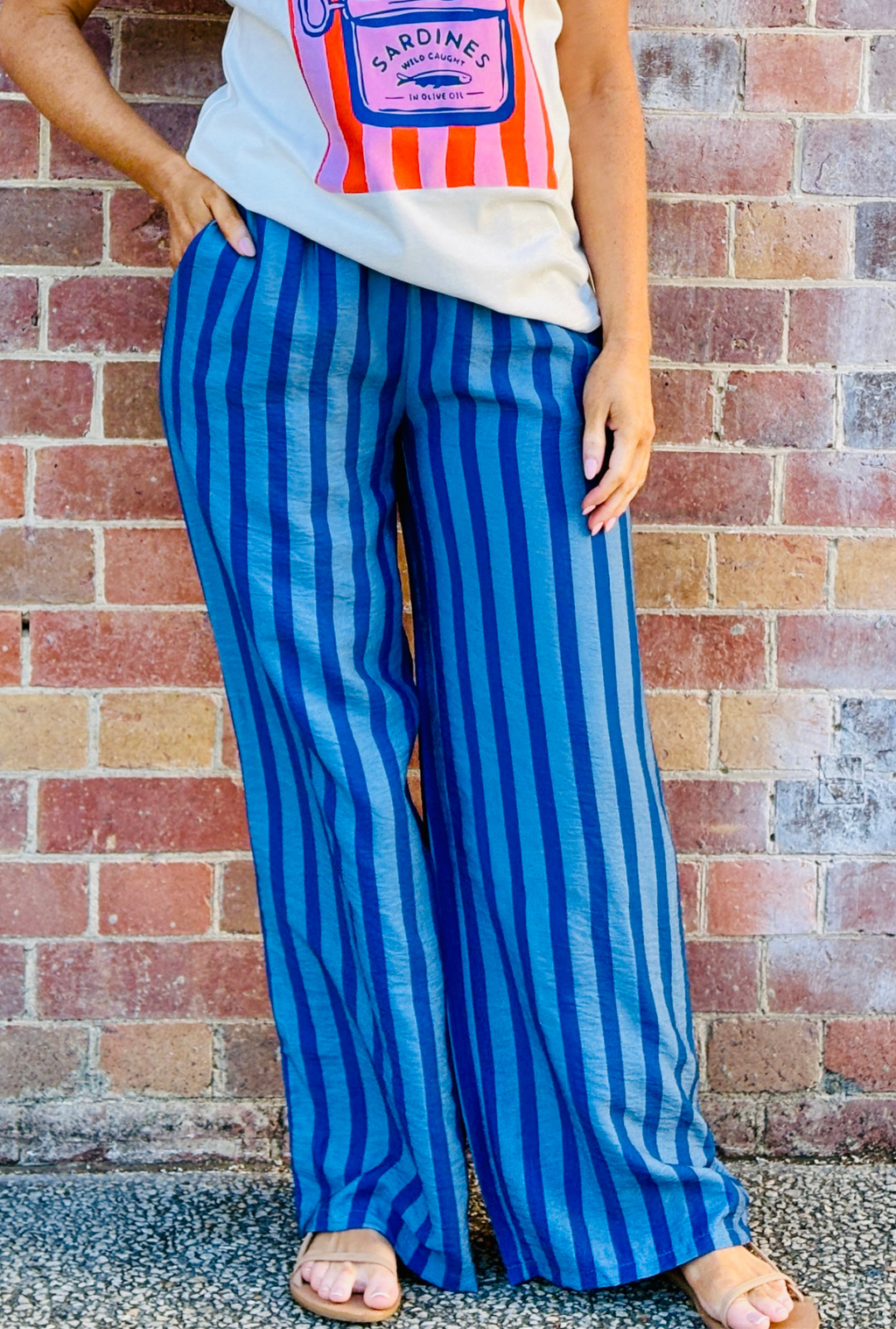Off The Cuff Pant - Blue Stripe