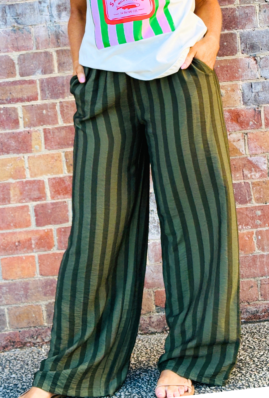 Off The Cuff Pant - Sage Stripe