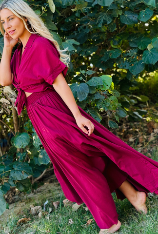 No Ties Attached Skirt - Cherry