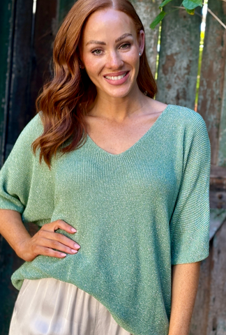 Born To Sparkle Top - Mint