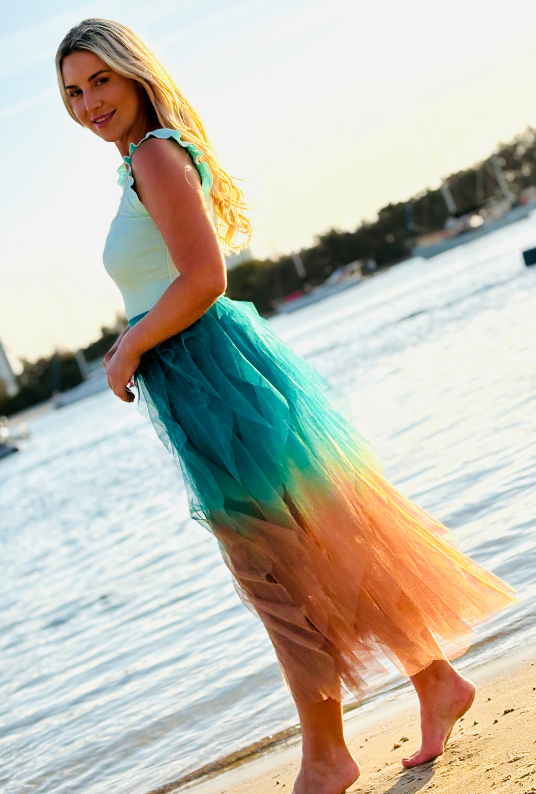 Get Carried Away Skirt Split Personality – Teal + Copper