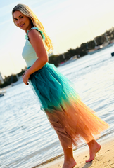 Get Carried Away Skirt Split Personality – Teal + Copper