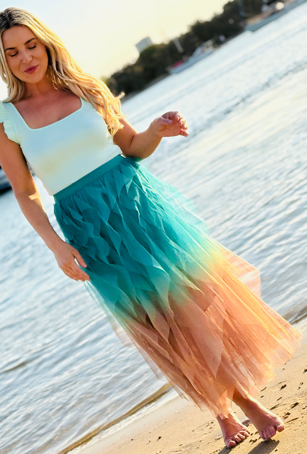 Get Carried Away Skirt Split Personality – Teal + Copper