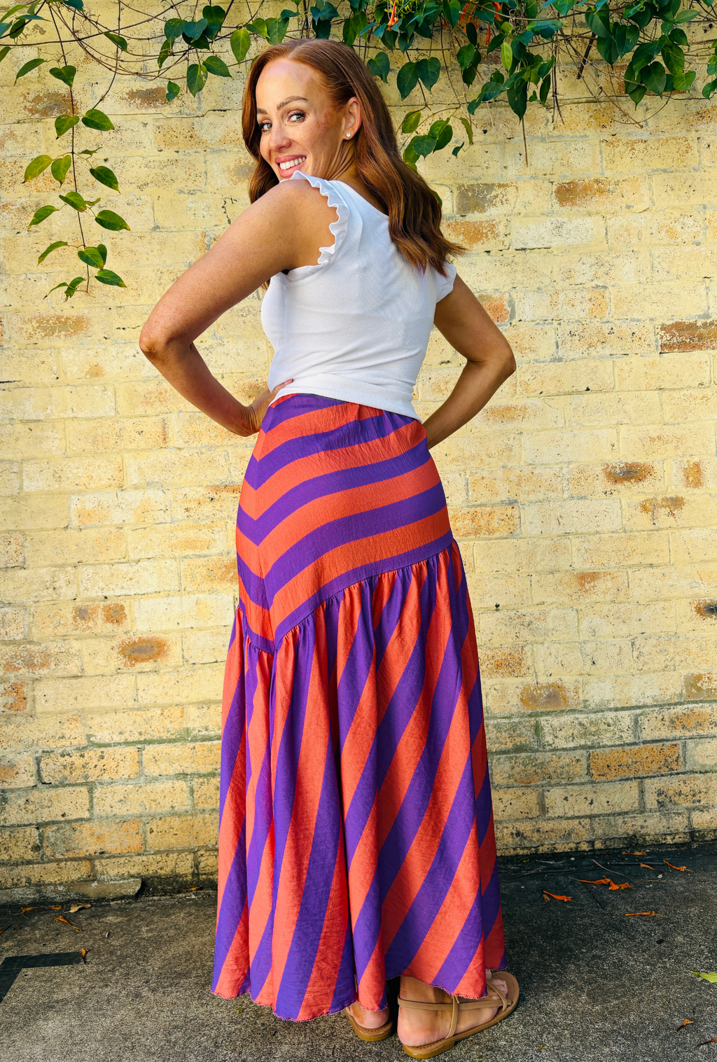 Bold Intentions Striped Skirt - Purple + Peach