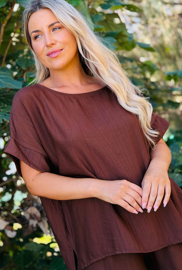 Laidback Luxe Relaxed Fit Top - Chocolate