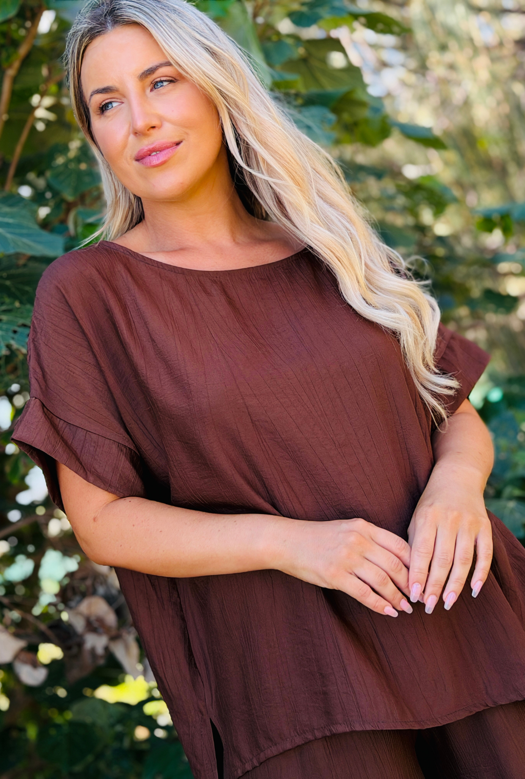 Laidback Luxe Relaxed Fit Top - Chocolate