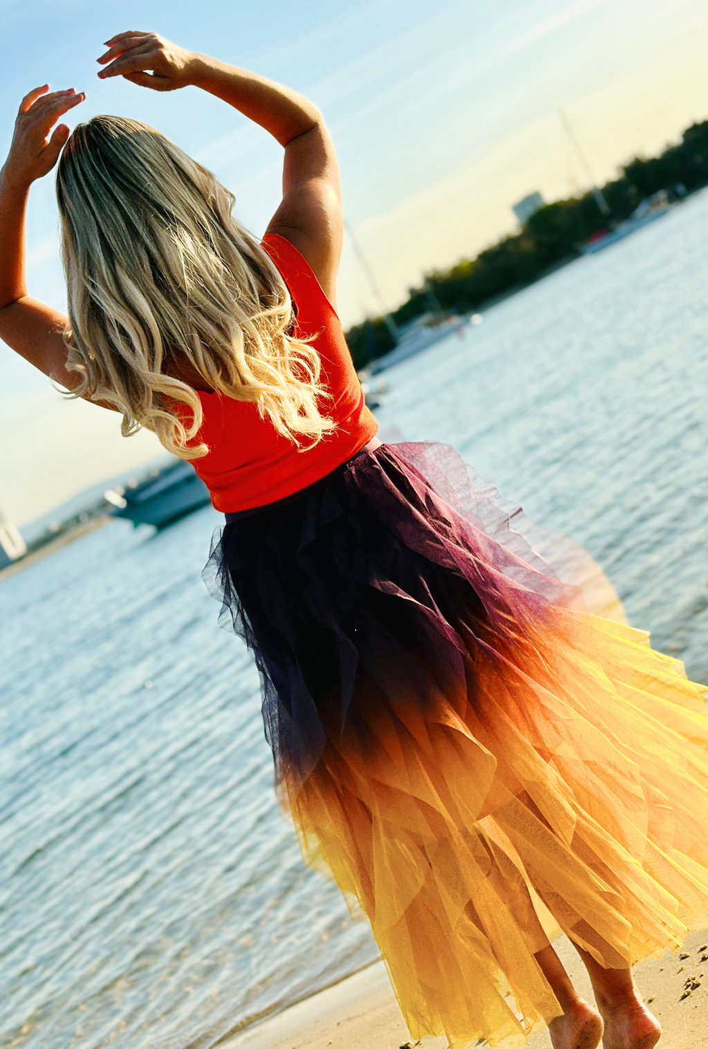 Get Carried Away Skirt Split Personality – Black Cherry + Golden Olive