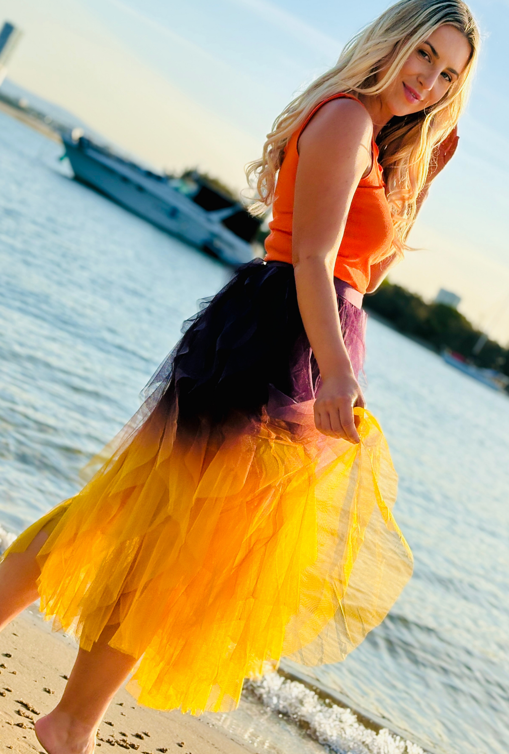 Get Carried Away Skirt Split Personality – Black Cherry + Golden Olive