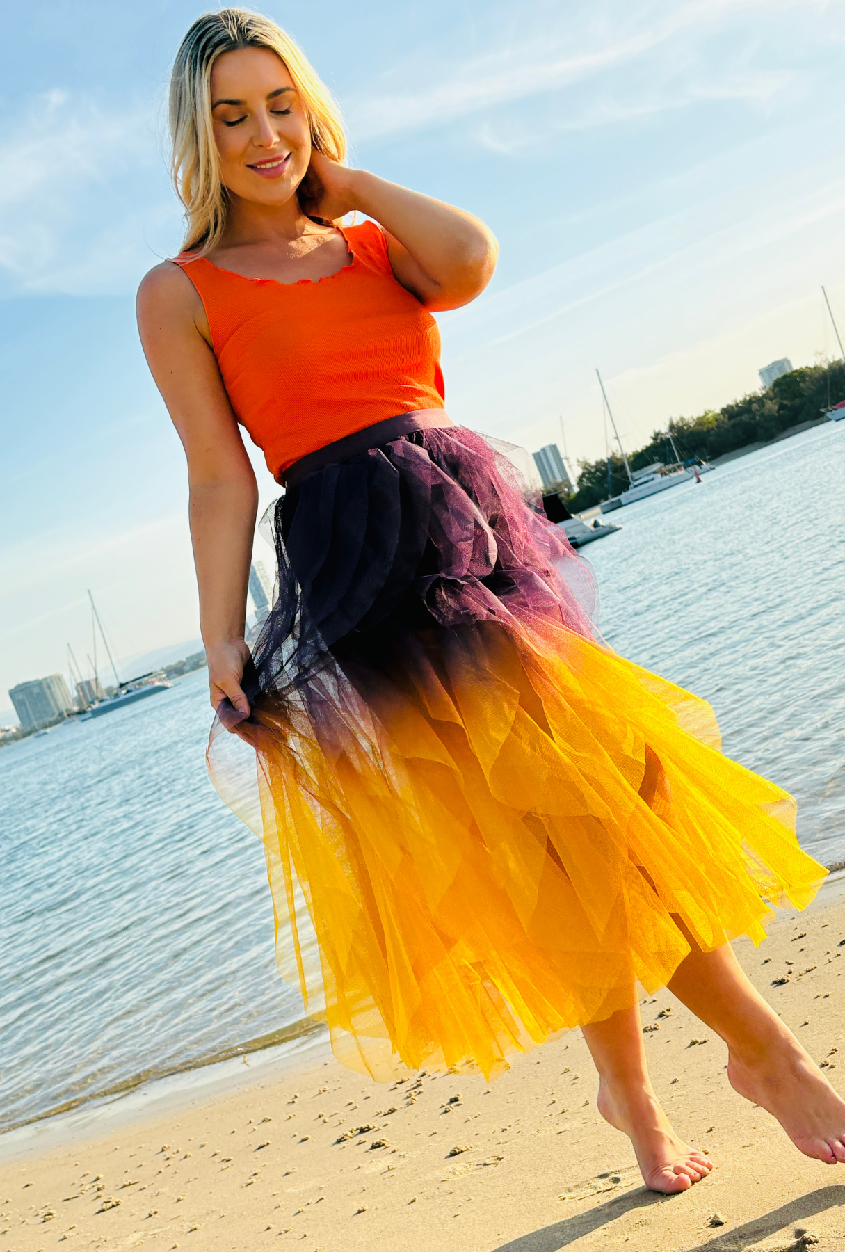 Get Carried Away Skirt Split Personality – Black Cherry + Golden Olive