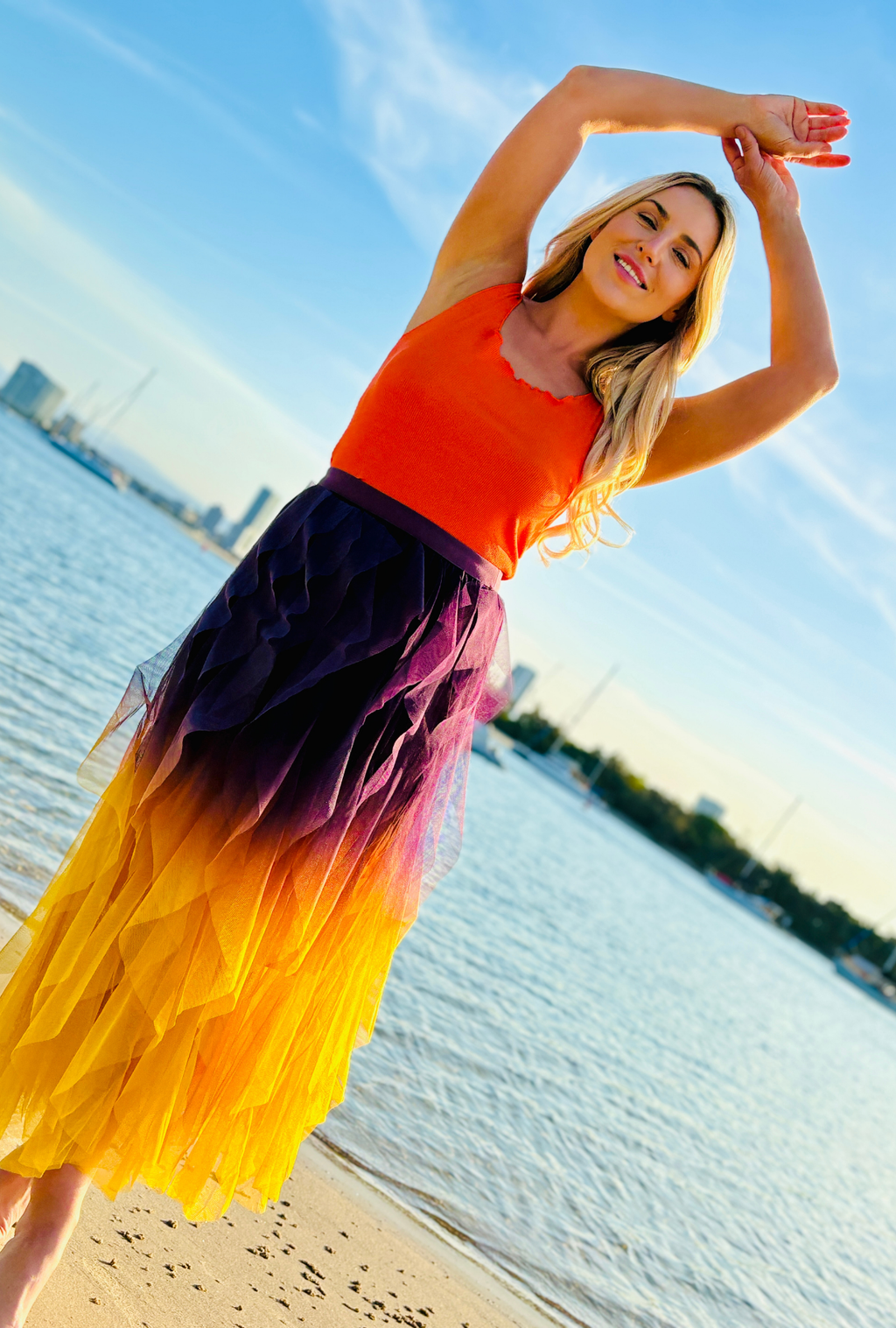 Get Carried Away Skirt Split Personality – Black Cherry + Golden Olive