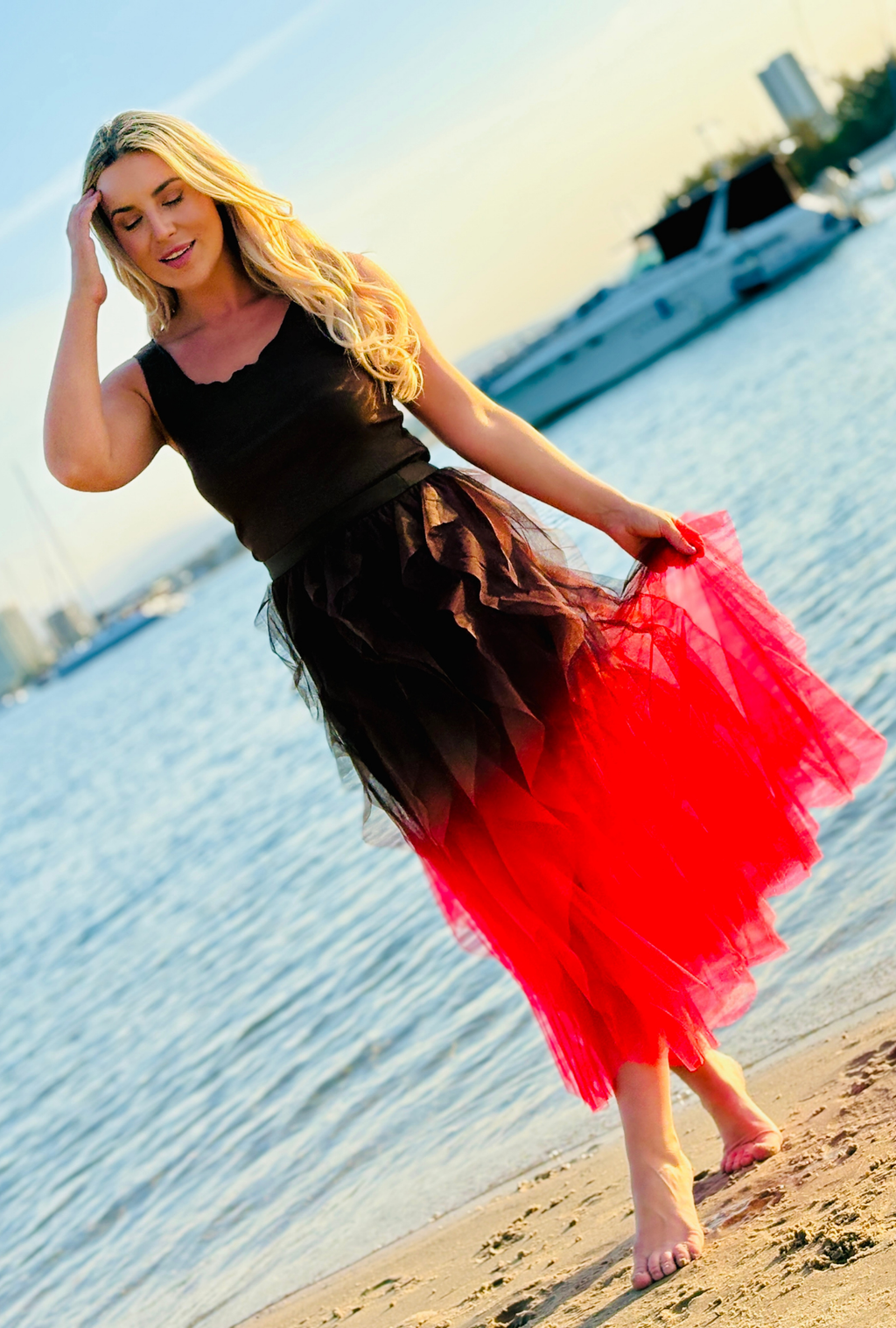 Get Carried Away Skirt Split Personality - Chocolate + Raspberry