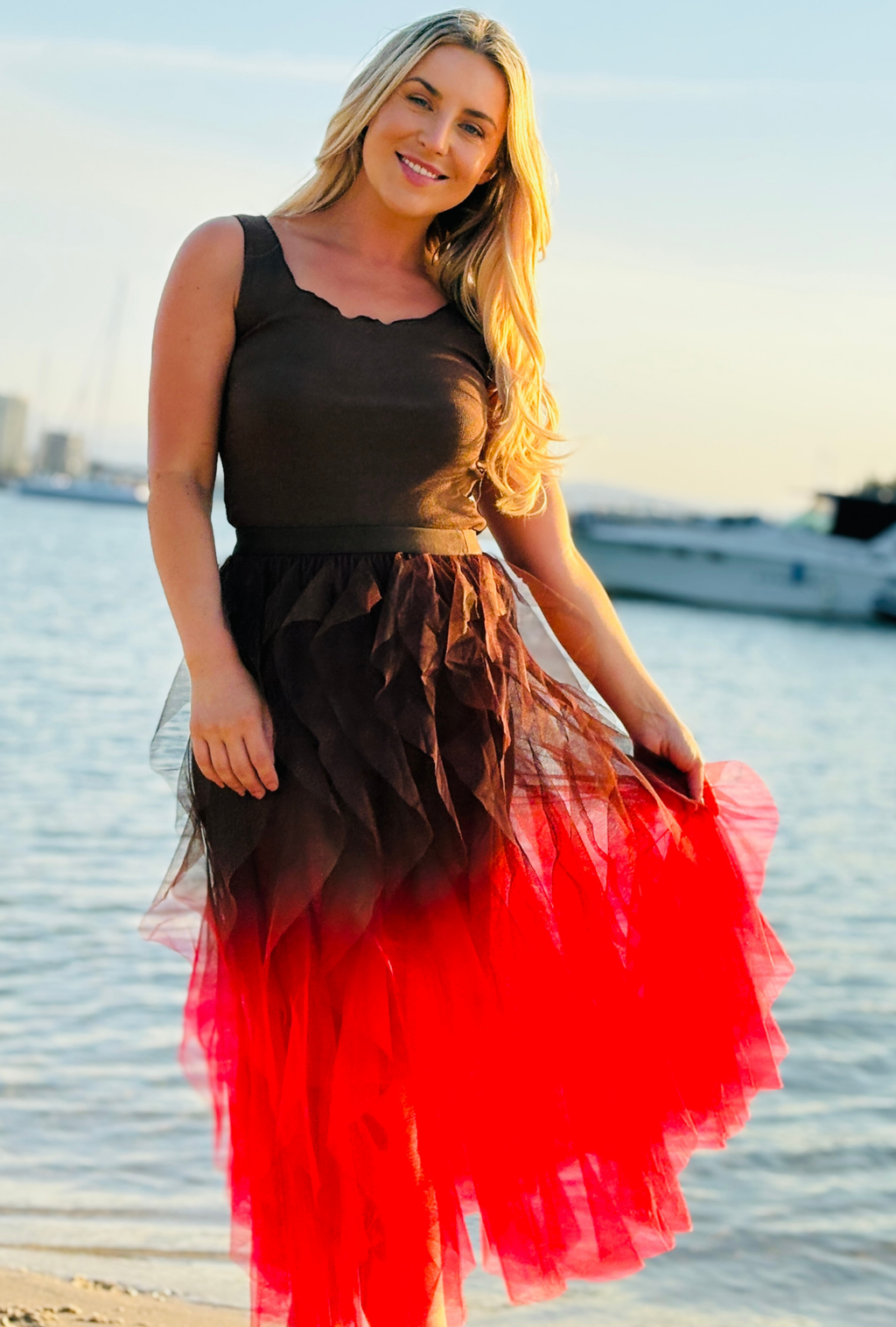 Get Carried Away Skirt Split Personality - Chocolate + Raspberry