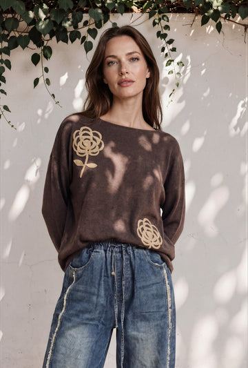 Rosé All Day Pullover - Cocoa