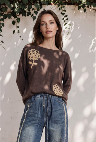 Rosé All Day Pullover - Cocoa
