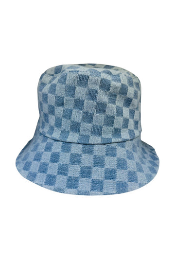 Bee Seen Bucket Hat - Checked Light Denim