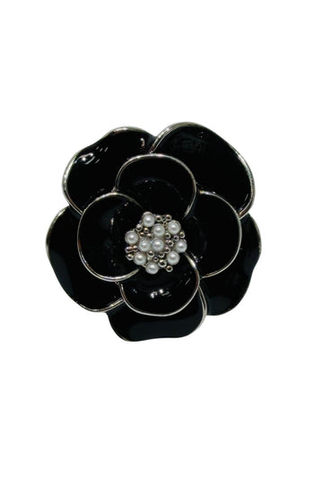 Black Flower Scarf Ring