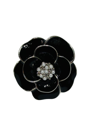 Black Flower Scarf Ring