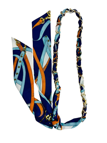 Bridle Scarf Belt - Sky/Navy