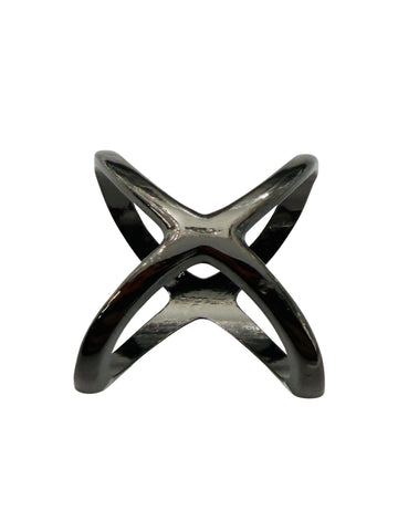 Crossed Scarf Ring - Carbon