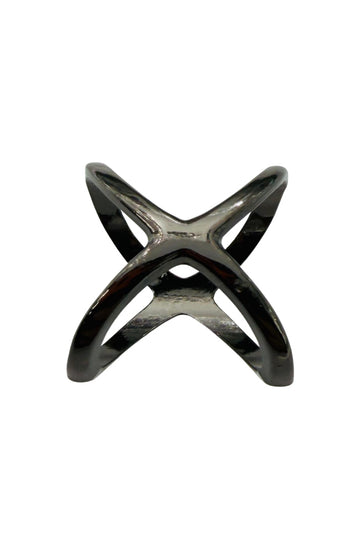 Crossed Scarf Ring - Carbon