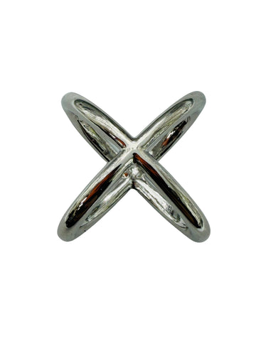 Crossed Scarf Ring - Silver