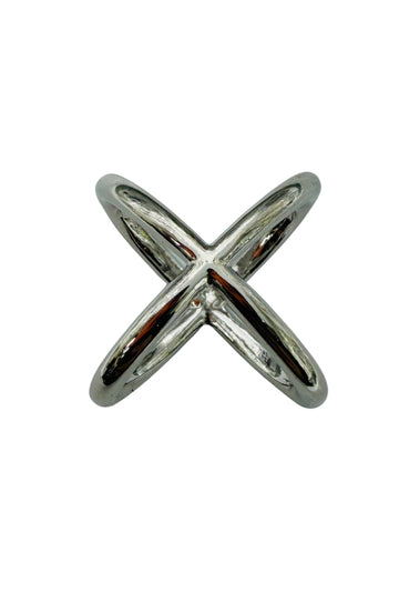 Crossed Scarf Ring - Silver